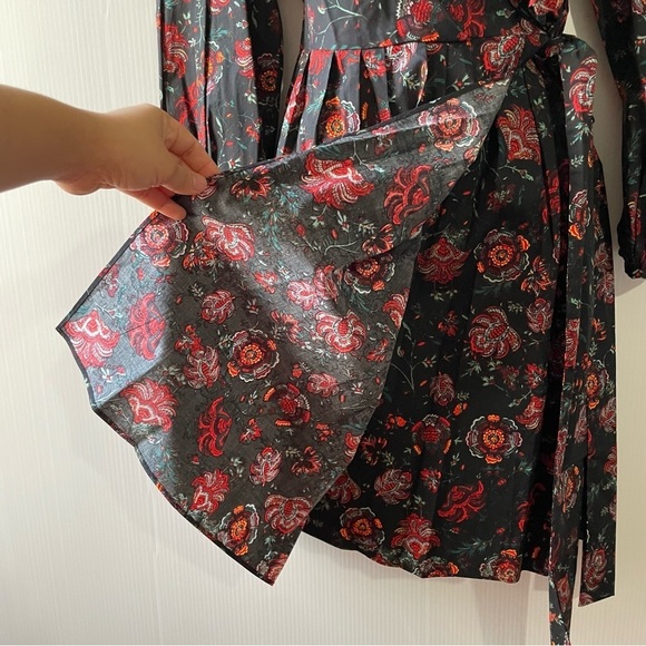 Diane Von Furstenberg Barbe Puffed Sleeves Mini Wrap Dress Punk Flower S… - Picture 15 of 16